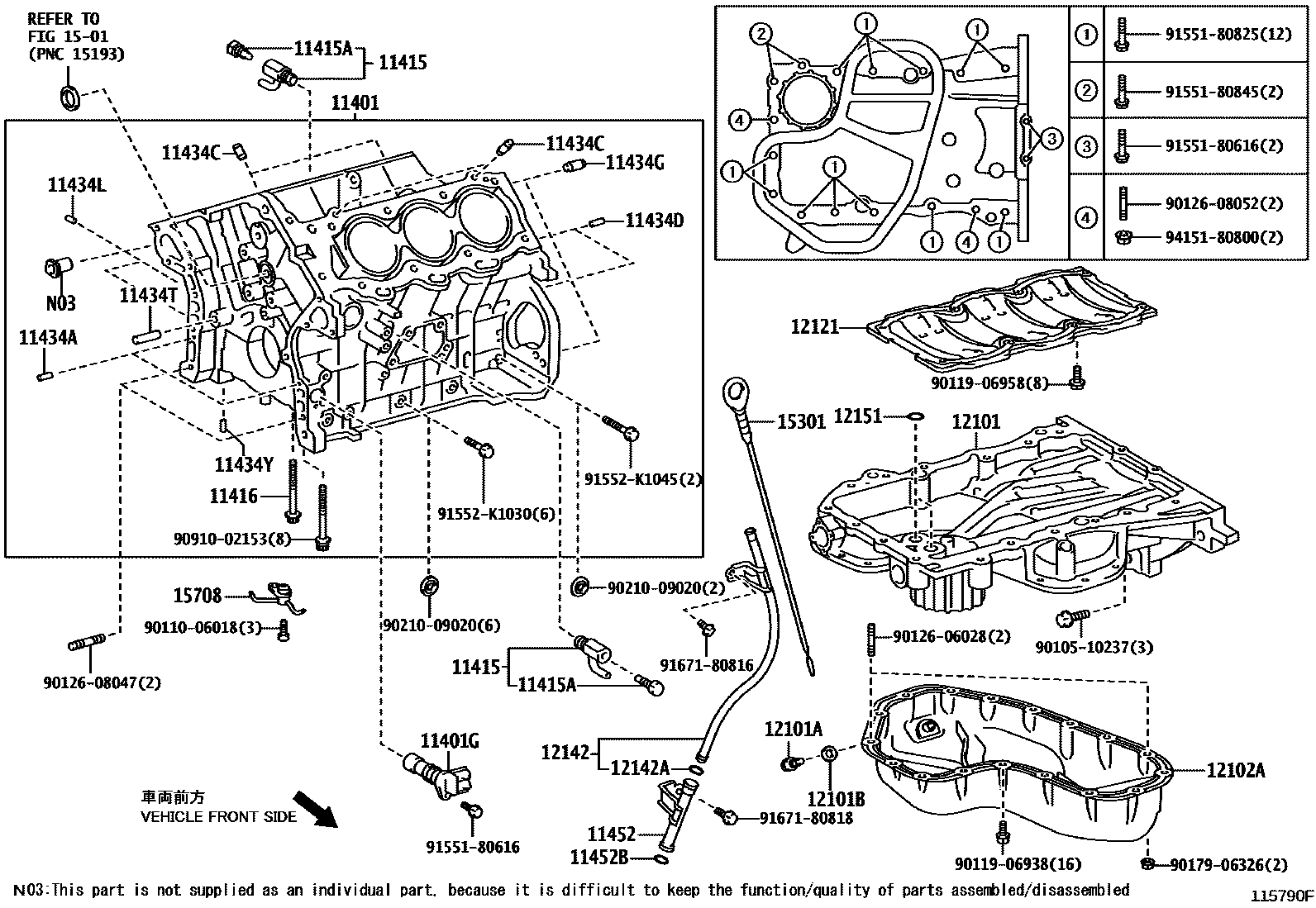 Toyota CAMRY Cylinder Block EPC diagram — 115790F