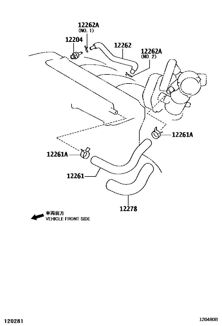 Toyota CAMRY Ventilation Hose EPC diagram — 120480B