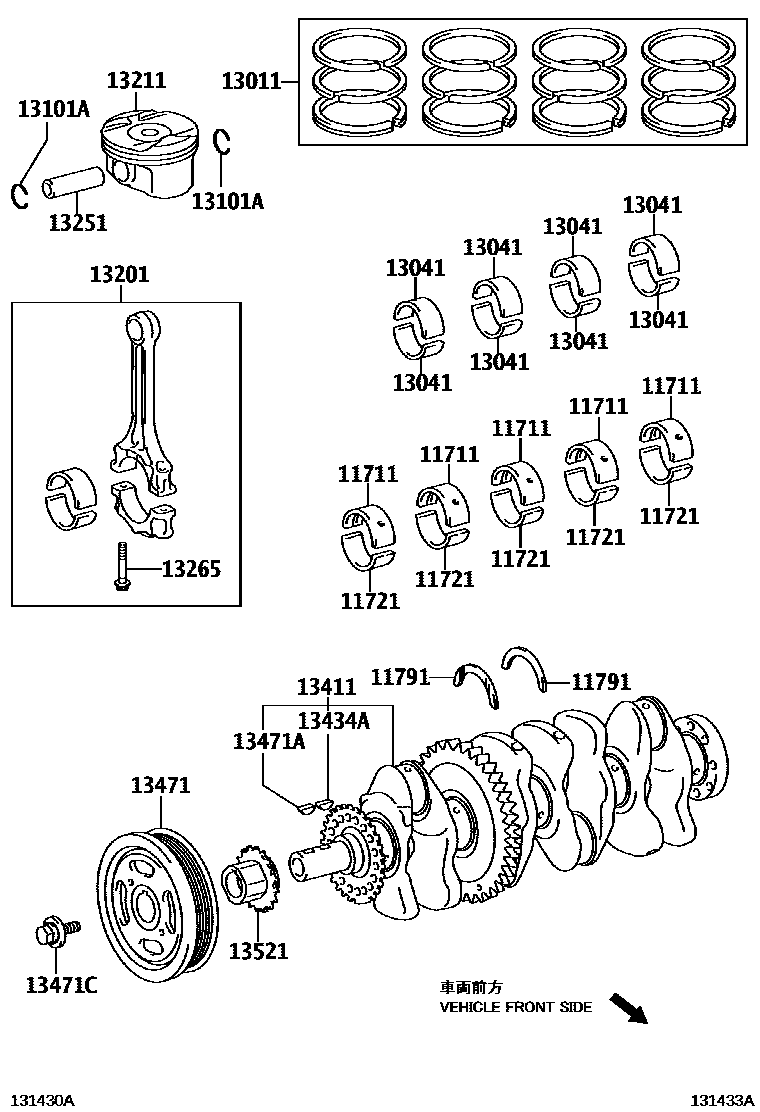 Toyota CAMRY Crankshaft & Piston EPC diagram — 131433A