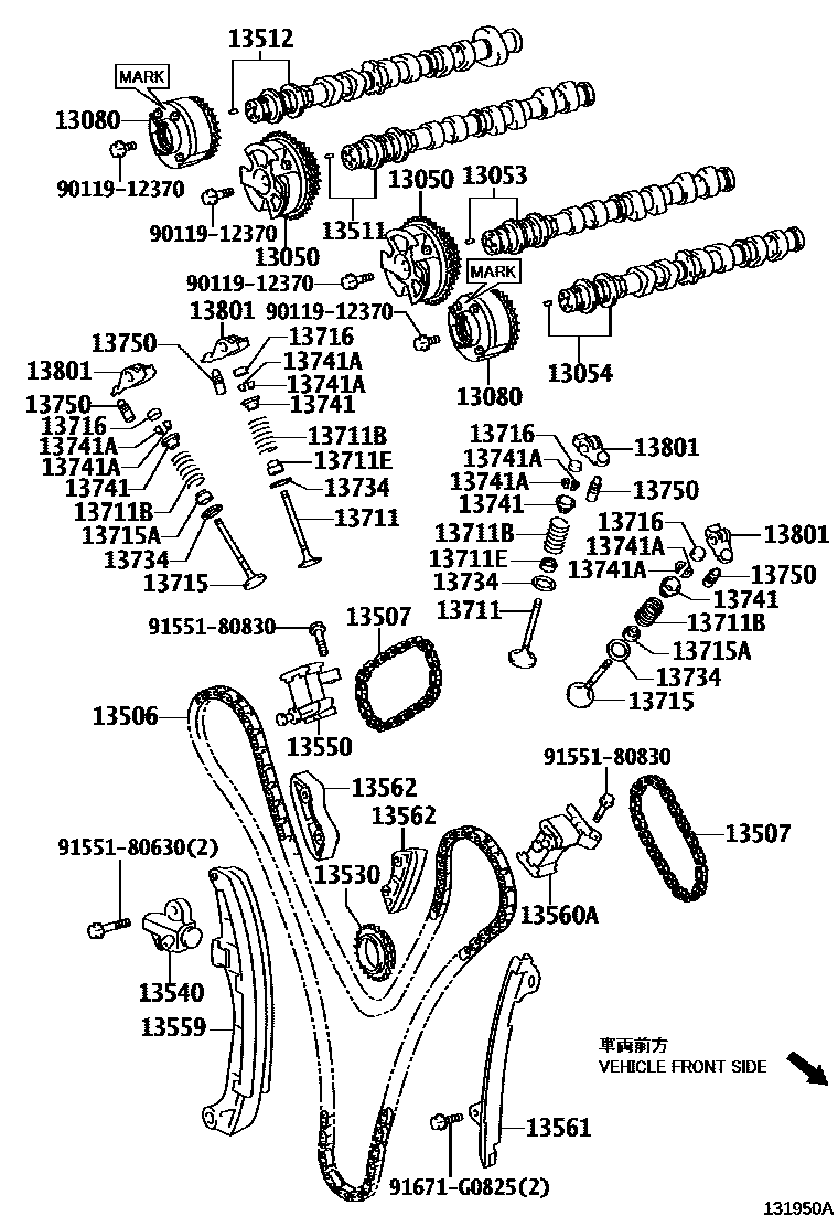 Toyota CAMRY Camshaft & Valve EPC diagram — 131950A