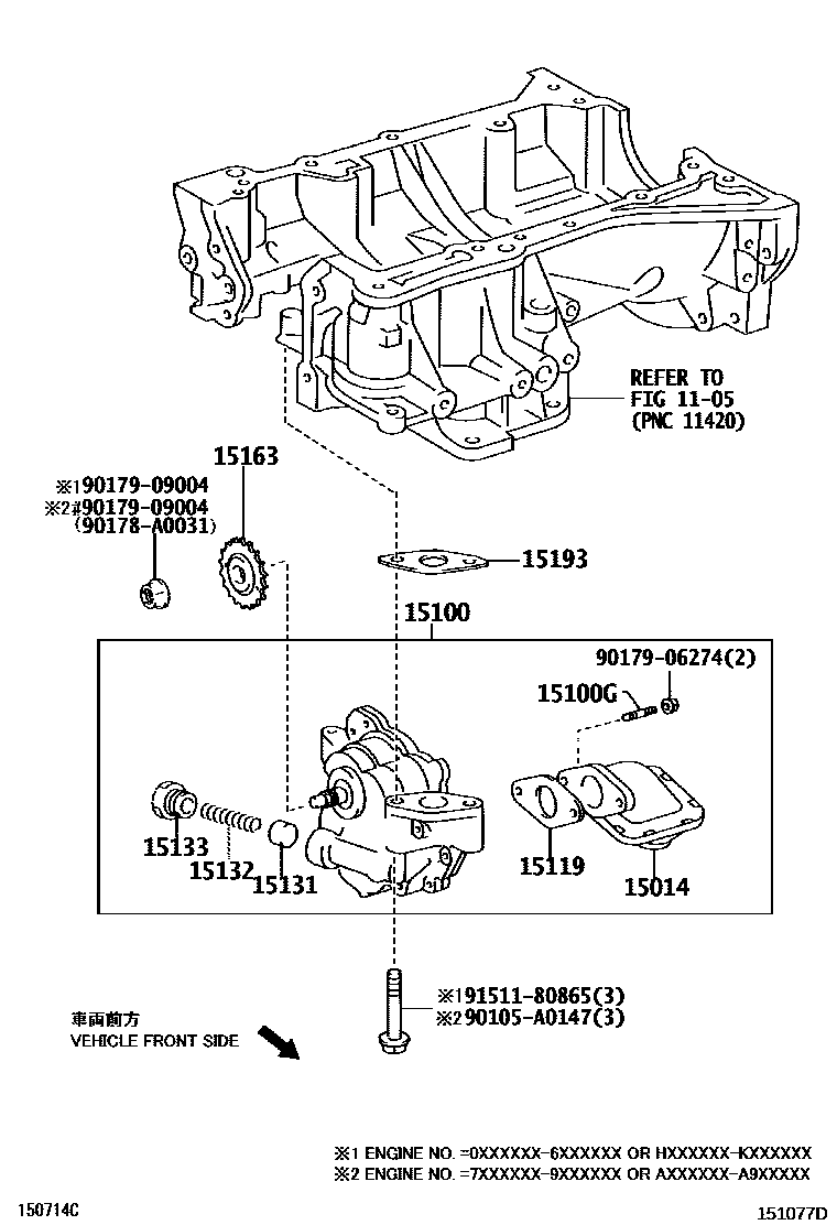 Toyota CAMRY Engine Oil Pump EPC diagram — 151077D