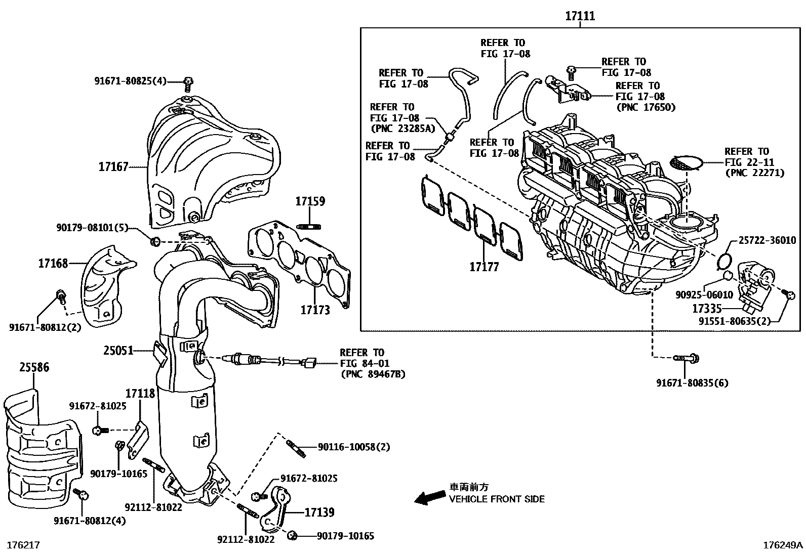 Toyota CAMRY Manifold EPC diagram — 176249A