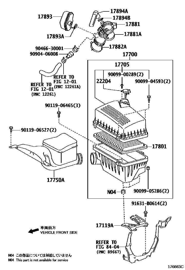 Toyota CAMRY Air Cleaner EPC diagram — 176663C