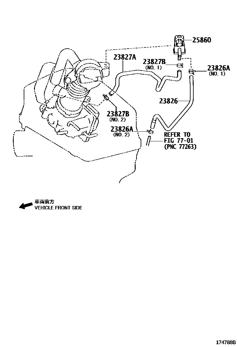 Toyota CAMRY vacuum tube EPC diagram — 174788B