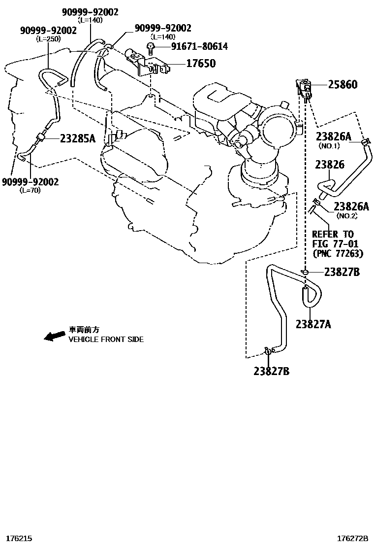 Toyota CAMRY vacuum tube EPC diagram — 176272B
