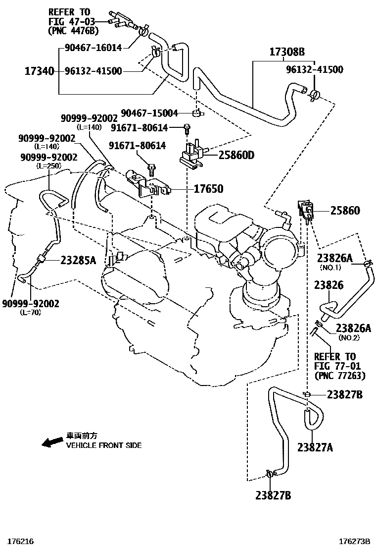 Toyota CAMRY vacuum tube EPC diagram — 176273B