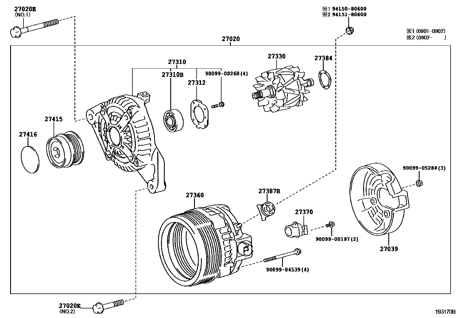 Toyota CAMRY Alternator EPC diagram — 193170B