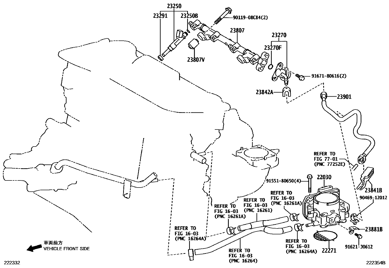 Toyota CAMRY 燃油喷射系统 EPC diagram — 222354B