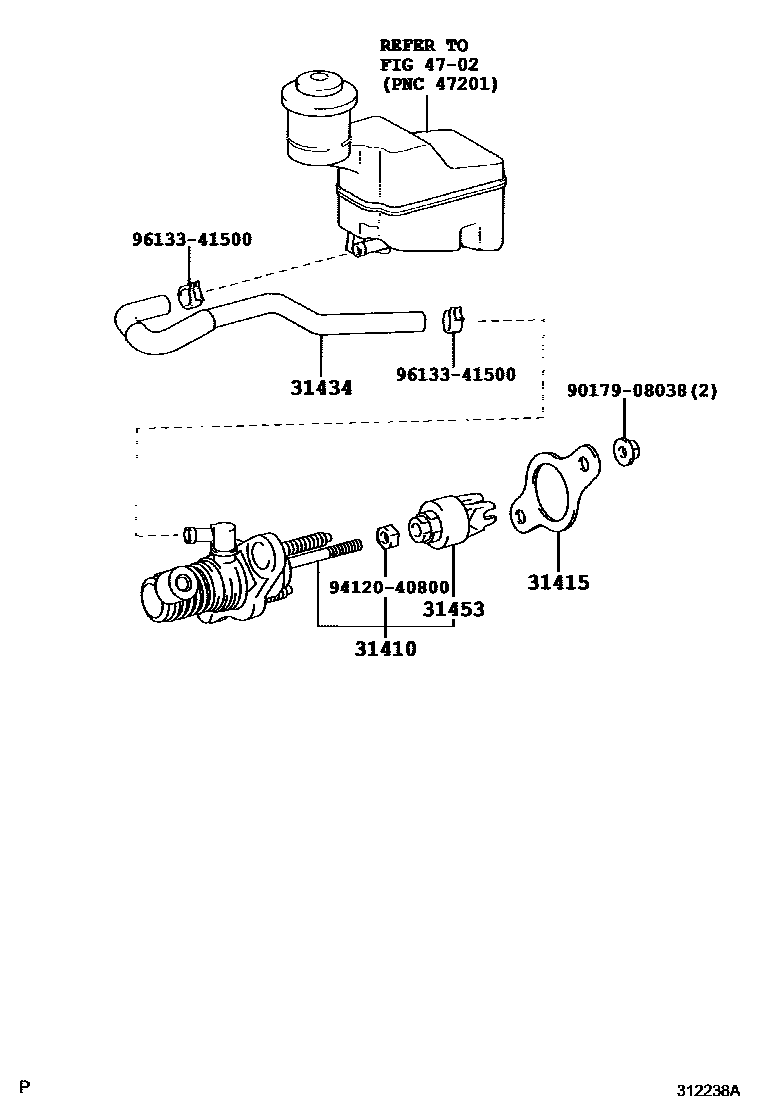 Toyota CAMRY 离合器总泵 EPC diagram — 312238A