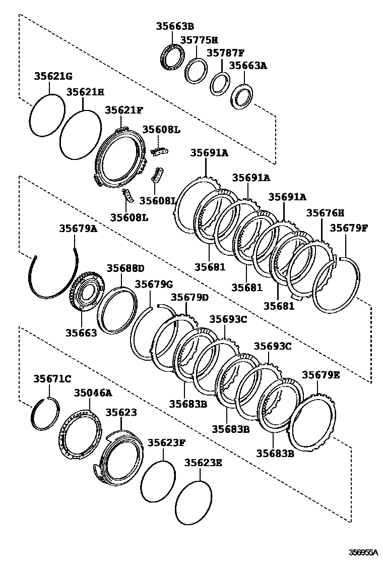 Toyota CAMRY 3号制动器、一档和倒档制动器(ATM) EPC diagram — 356955A
