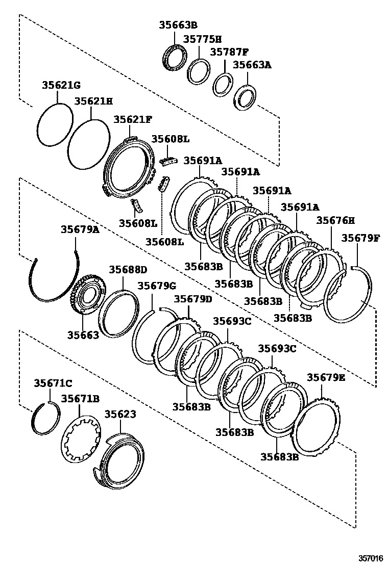 Toyota CAMRY 3号制动器、一档和倒档制动器(ATM) EPC diagram — 357016