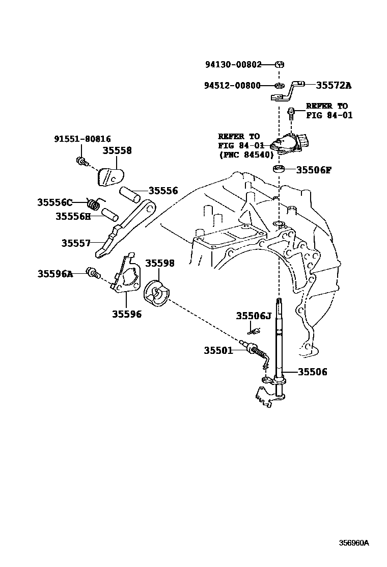 Toyota CAMRY 节气阀连杆和阀杆(ATM) EPC diagram — 356960A