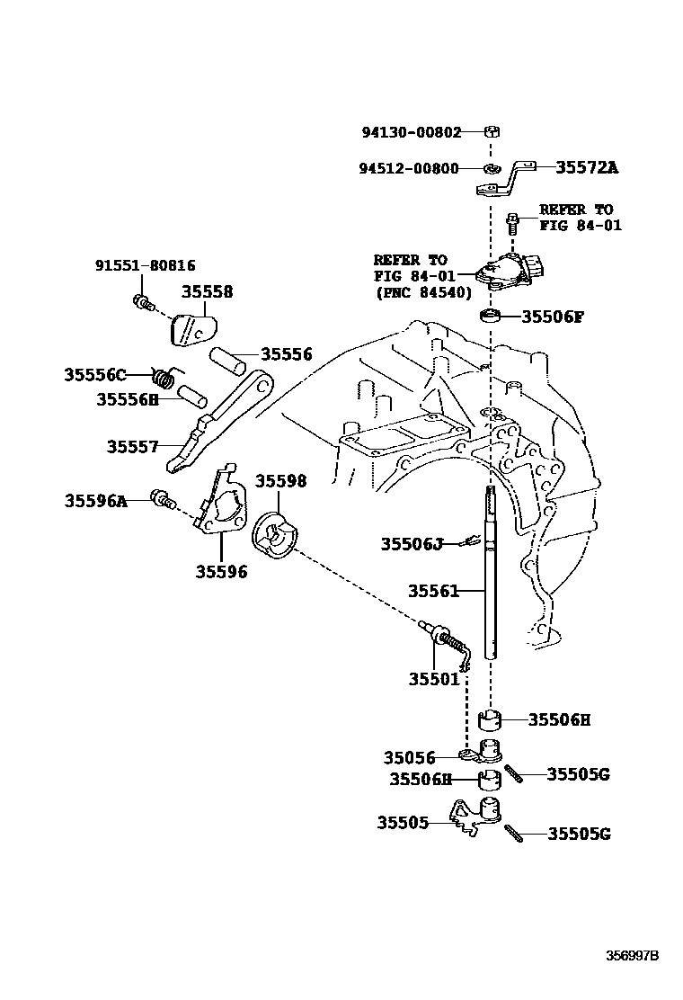 Toyota CAMRY 节气阀连杆和阀杆(ATM) EPC diagram — 356997B