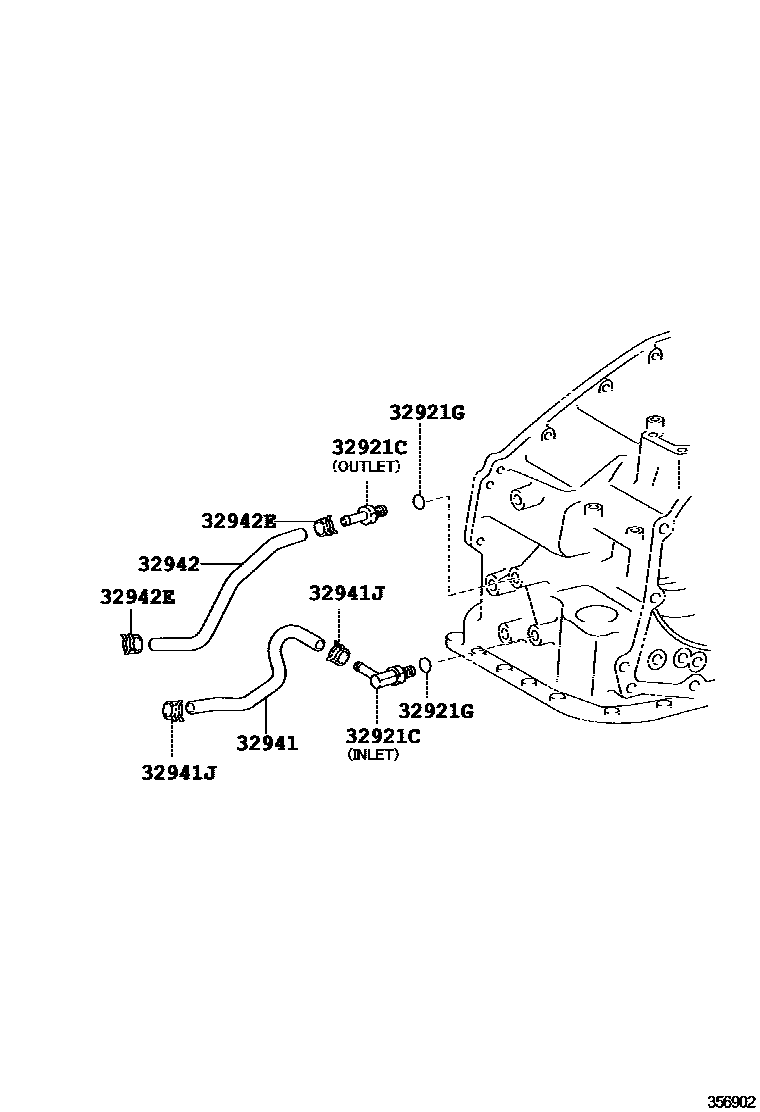 Toyota CAMRY 变速器油冷却器和配管(ATM) EPC diagram — 356902