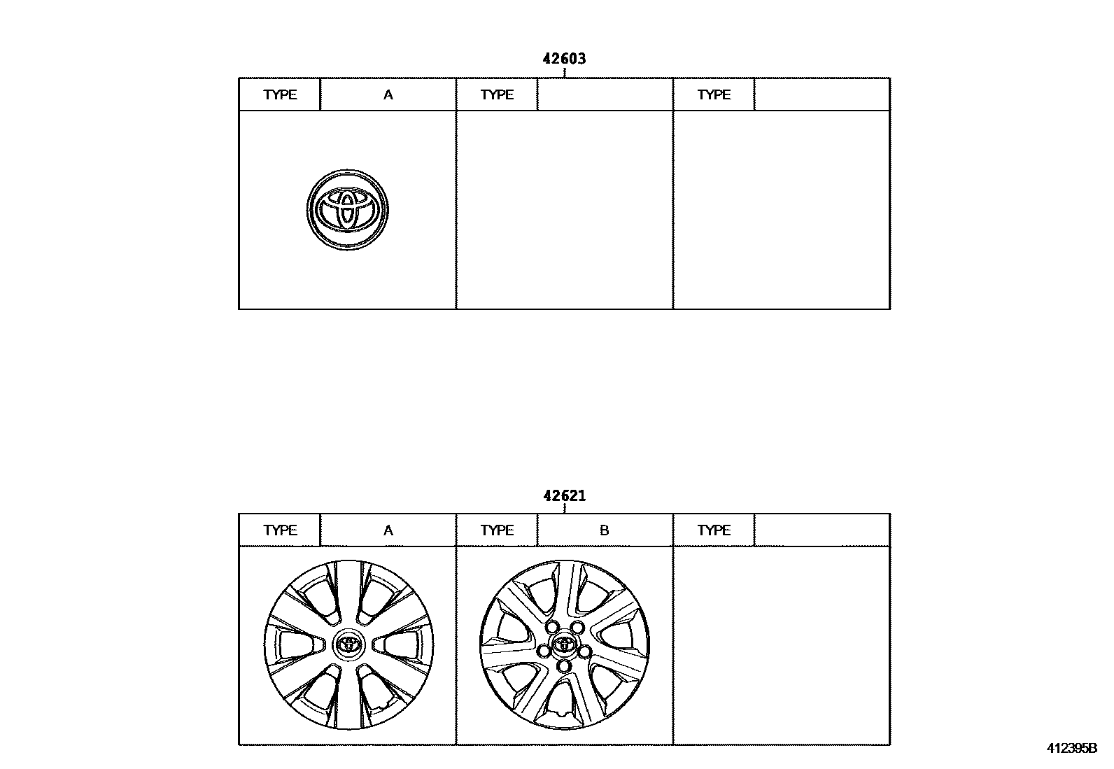 Toyota CAMRY 车轮和车轮盖 EPC diagram — 412395B