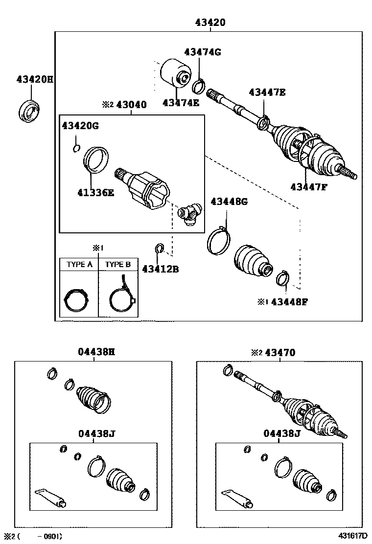 Toyota CAMRY Front Drive Shaft EPC diagram — 431617D