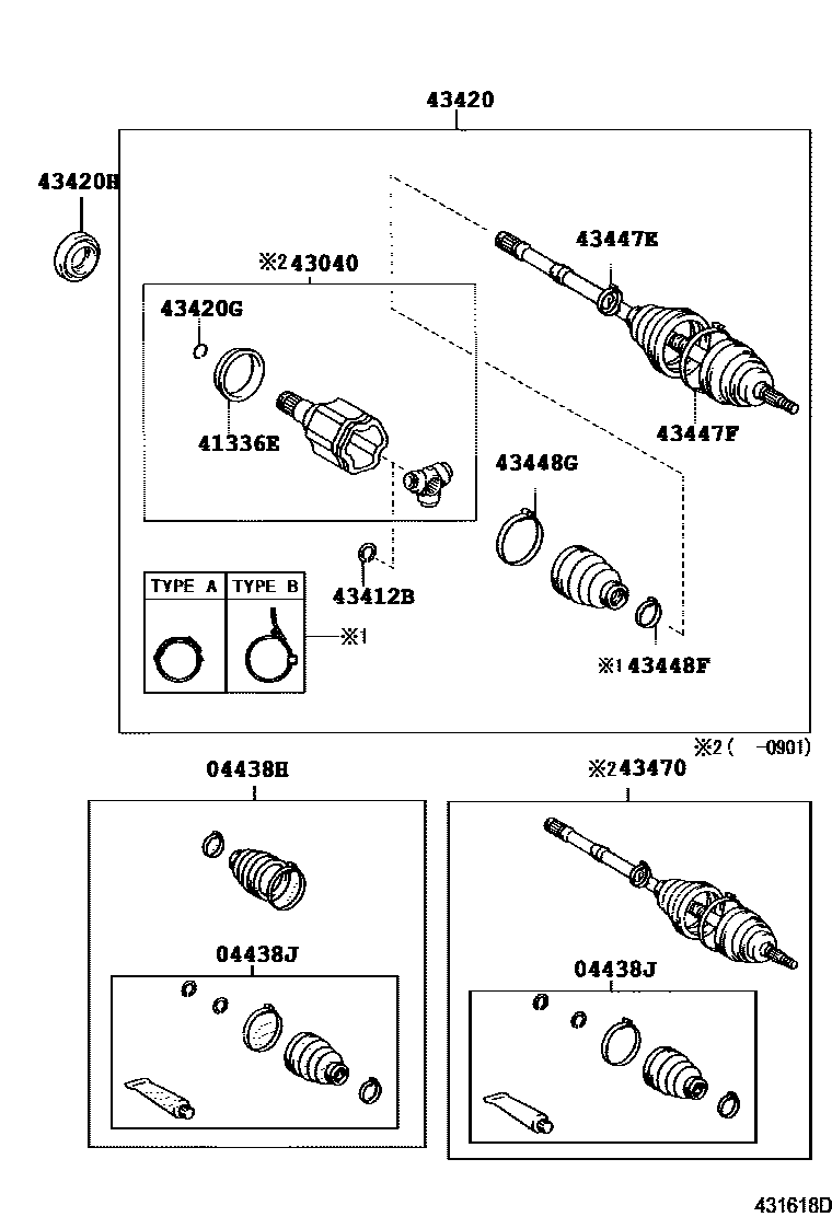 Toyota CAMRY Front Drive Shaft EPC diagram — 431618D