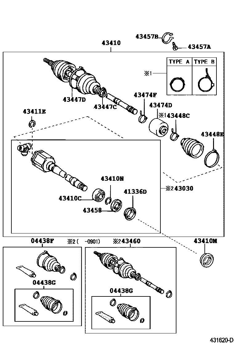 Toyota CAMRY Front Drive Shaft EPC diagram — 431620D