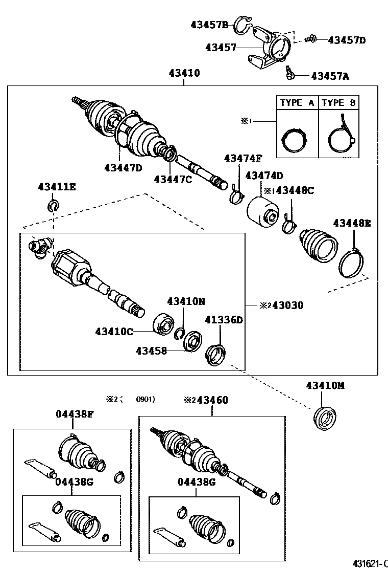 Toyota CAMRY Front Drive Shaft EPC diagram — 431621C