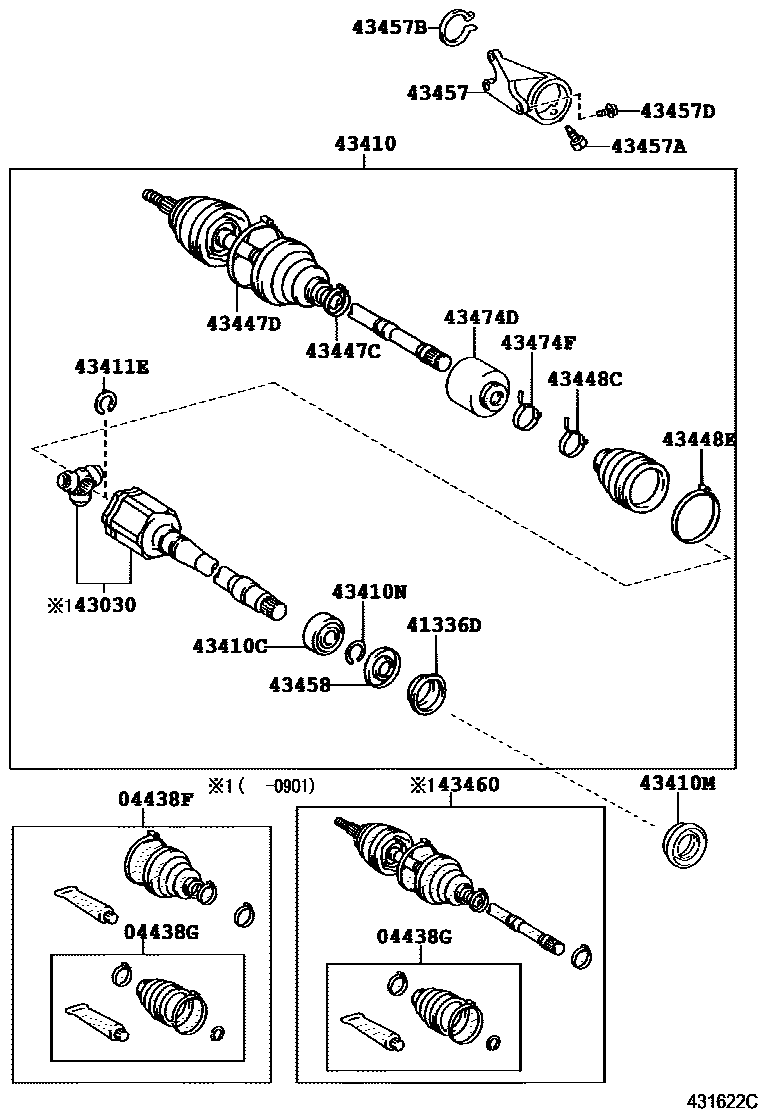 Toyota CAMRY Front Drive Shaft EPC diagram — 431622C