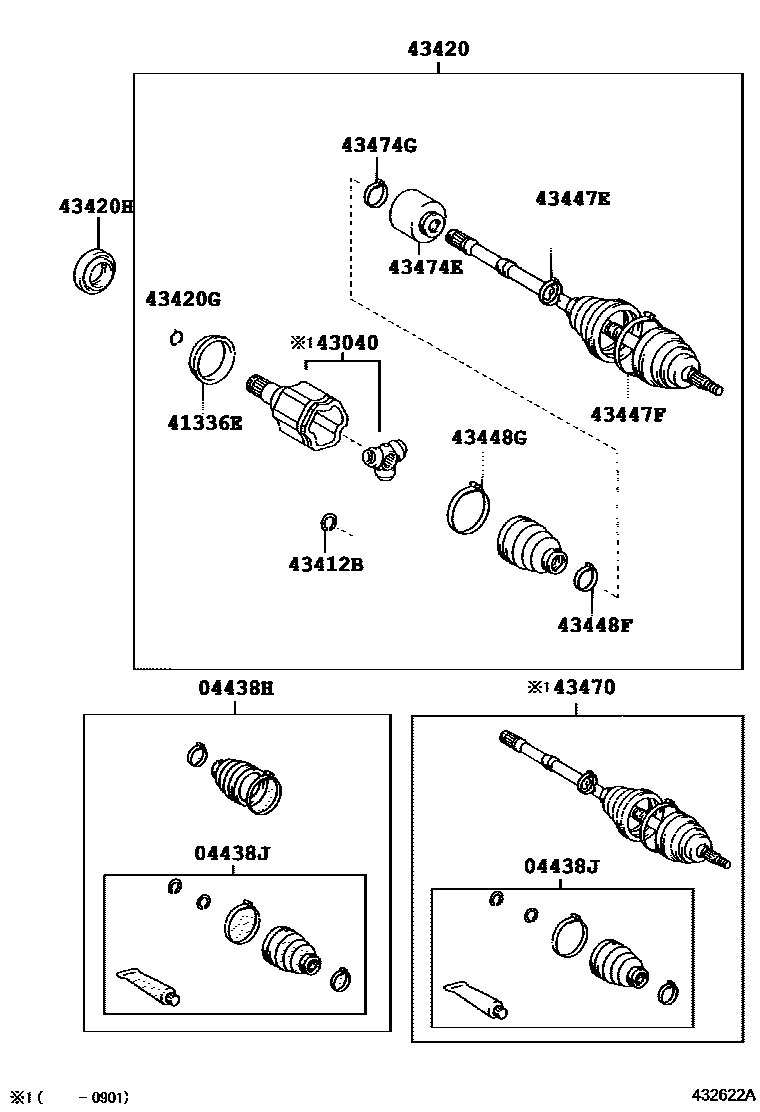 Toyota CAMRY Front Drive Shaft EPC diagram — 432622A