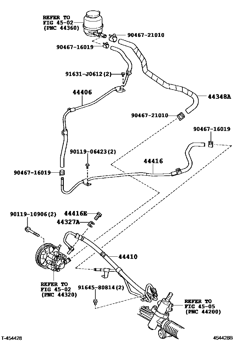 Toyota CAMRY 动力转向配管 EPC diagram — 454428B