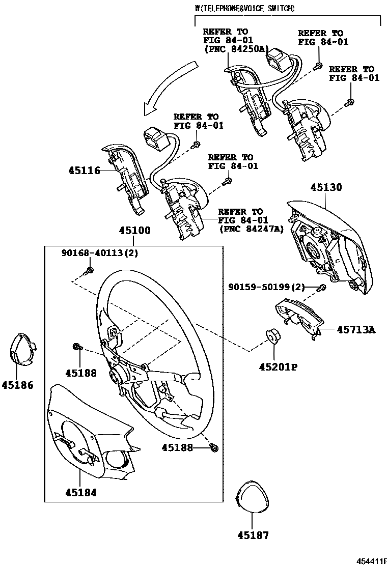 Toyota CAMRY Steering Wheel EPC diagram — 454411F