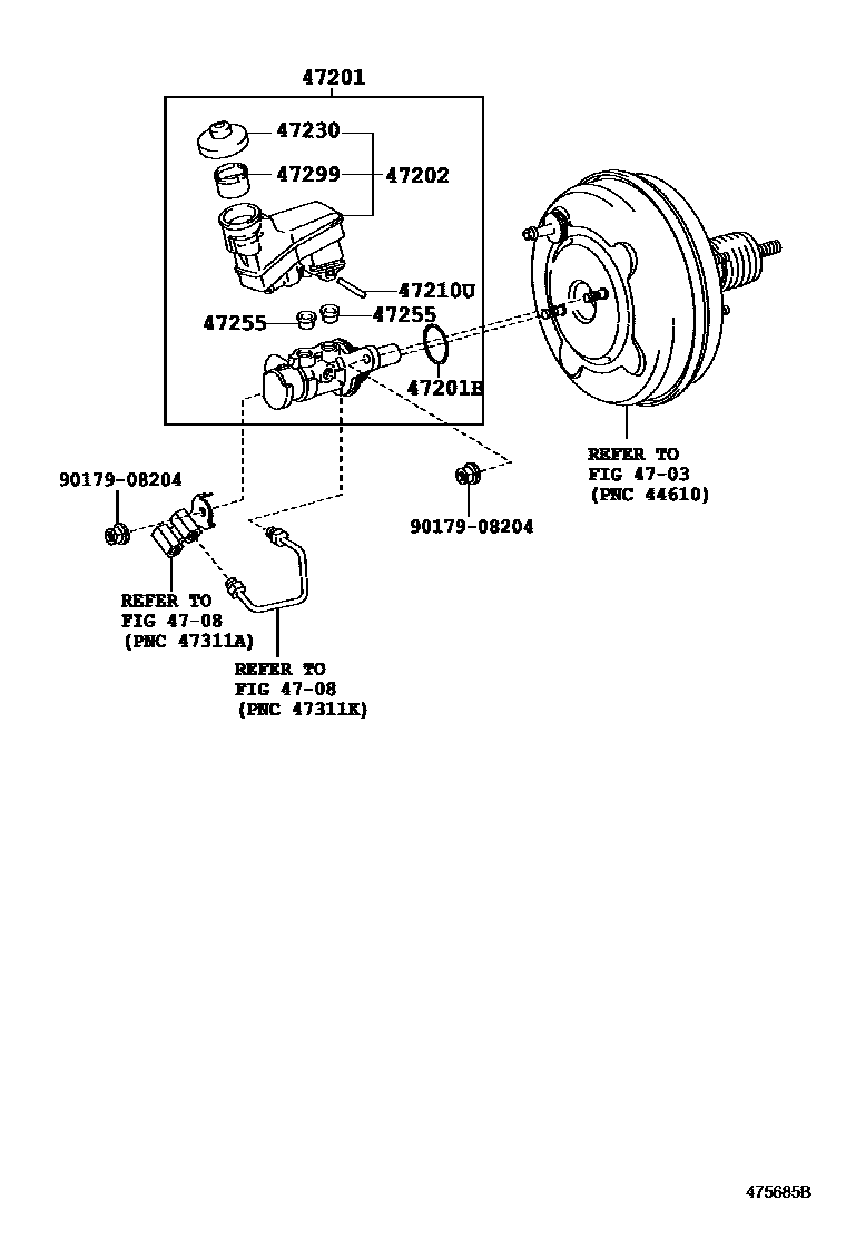 Toyota CAMRY 制动总泵 EPC diagram — 475685B