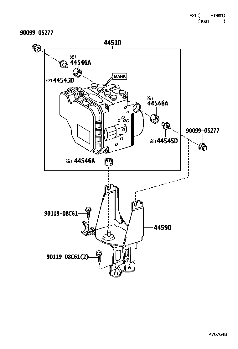 Toyota CAMRY 制动配管和卡箍 EPC diagram — 476764B
