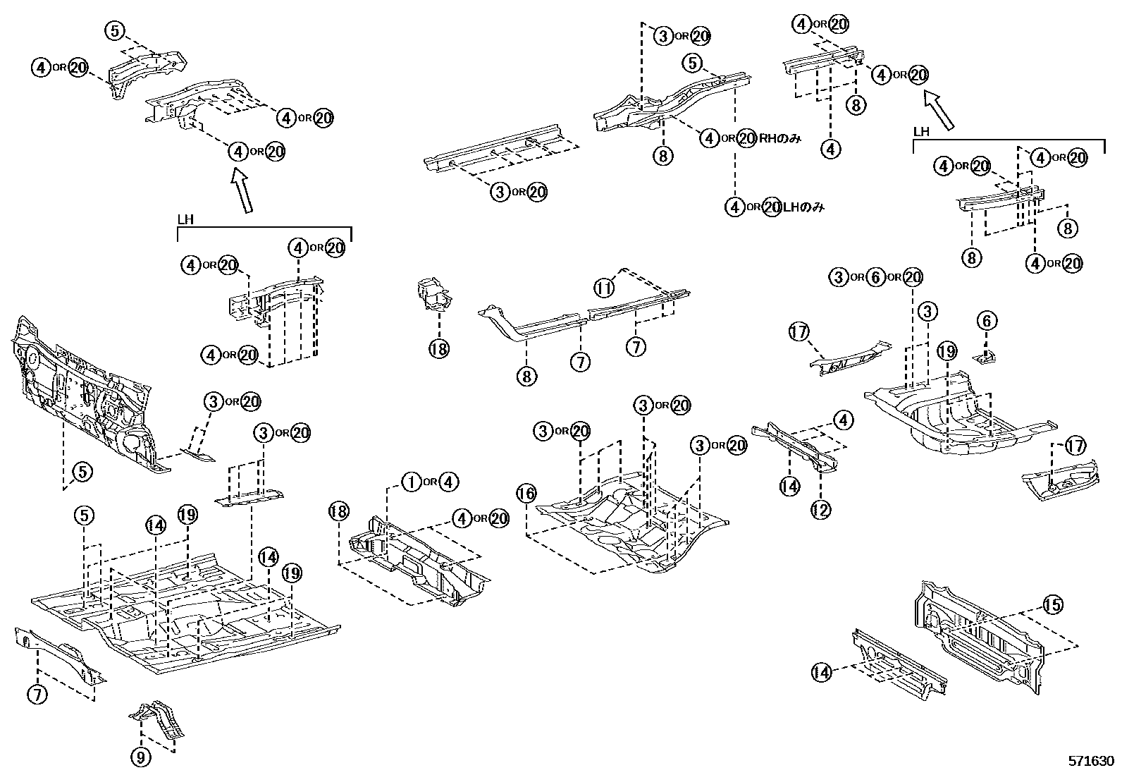 Toyota CAMRY hole plug EPC diagram — 571630