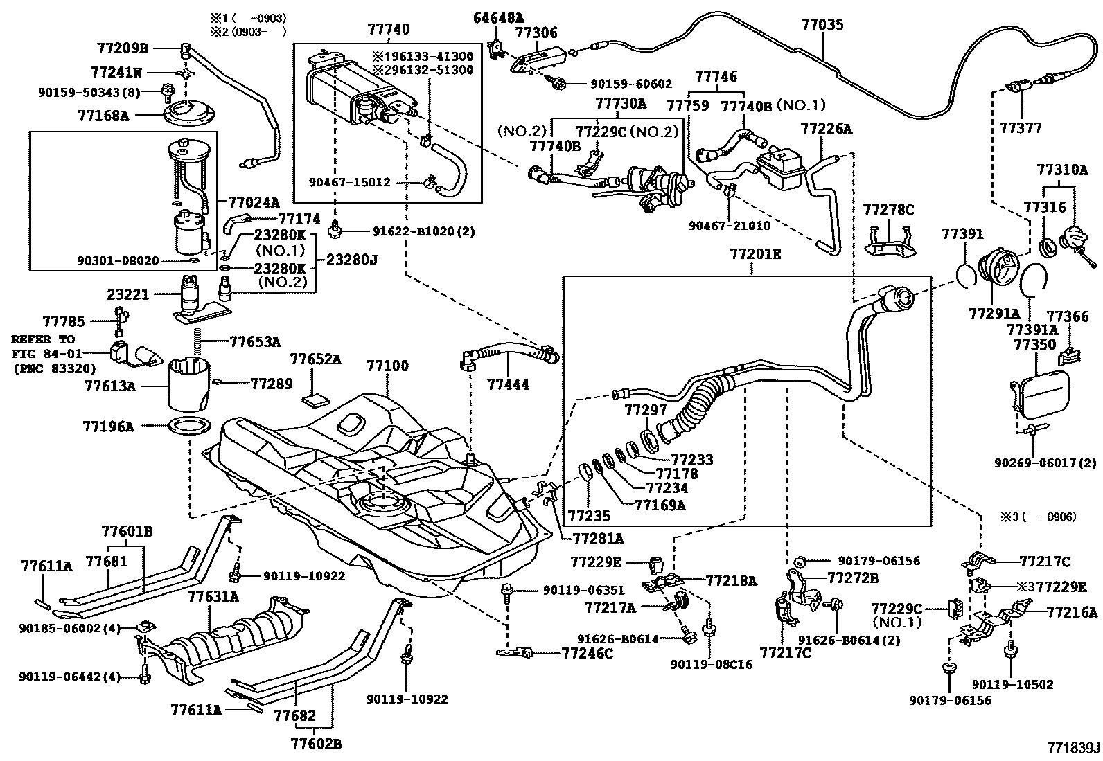 Toyota CAMRY 燃油箱和燃油管 EPC diagram — 771839J