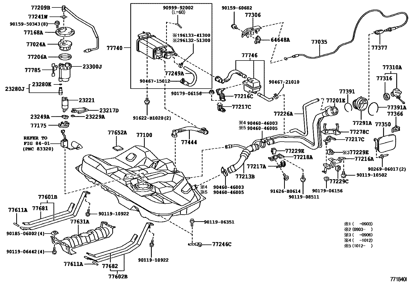 Toyota CAMRY 燃油箱和燃油管 EPC diagram — 771840I