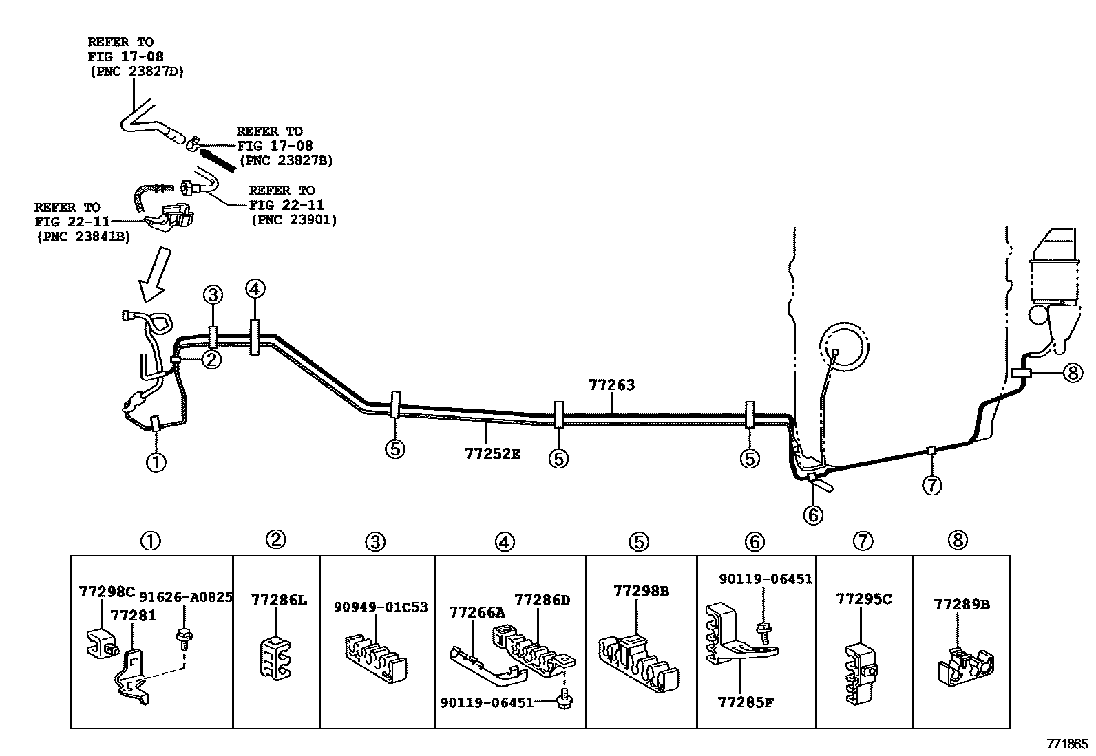 Toyota CAMRY 燃油箱和燃油管 EPC diagram — 771865