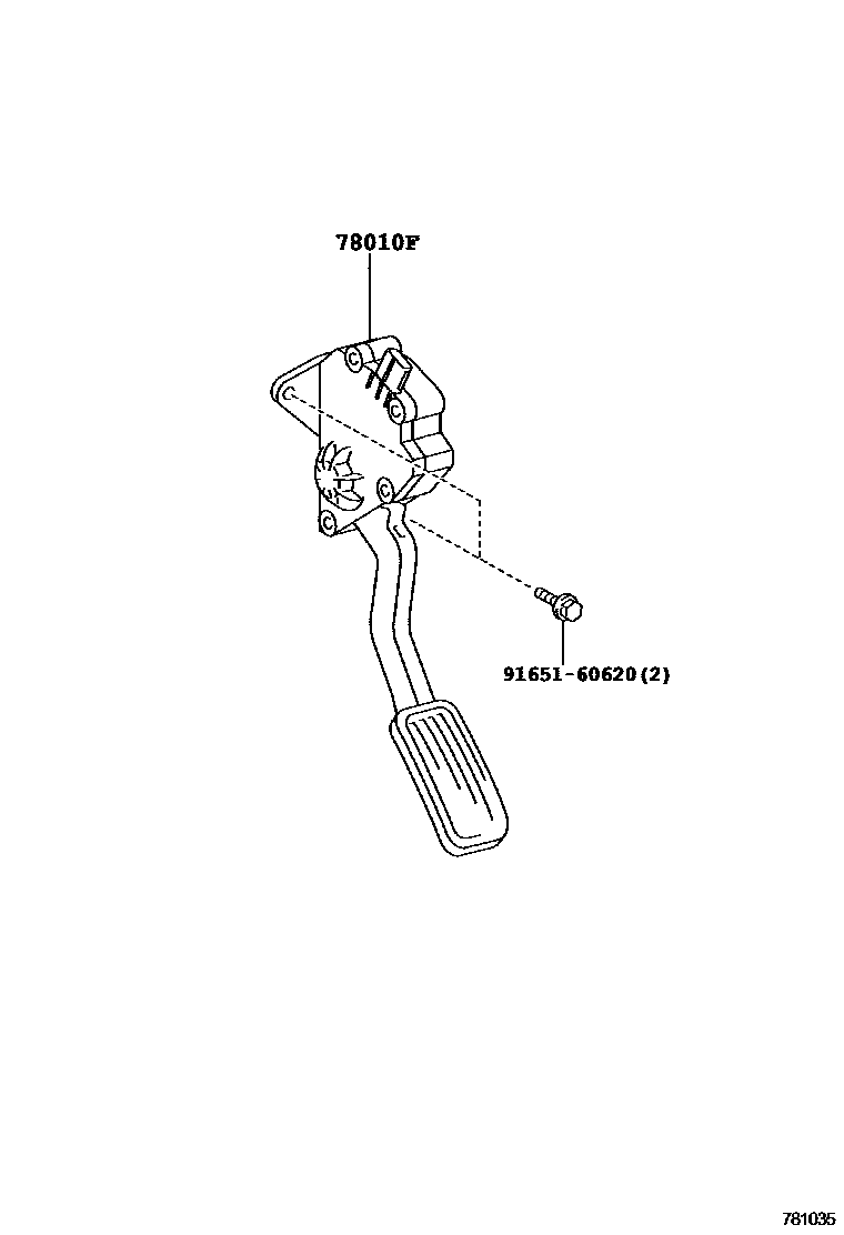 Toyota CAMRY accelerator pedal connecting rod EPC diagram — 781035