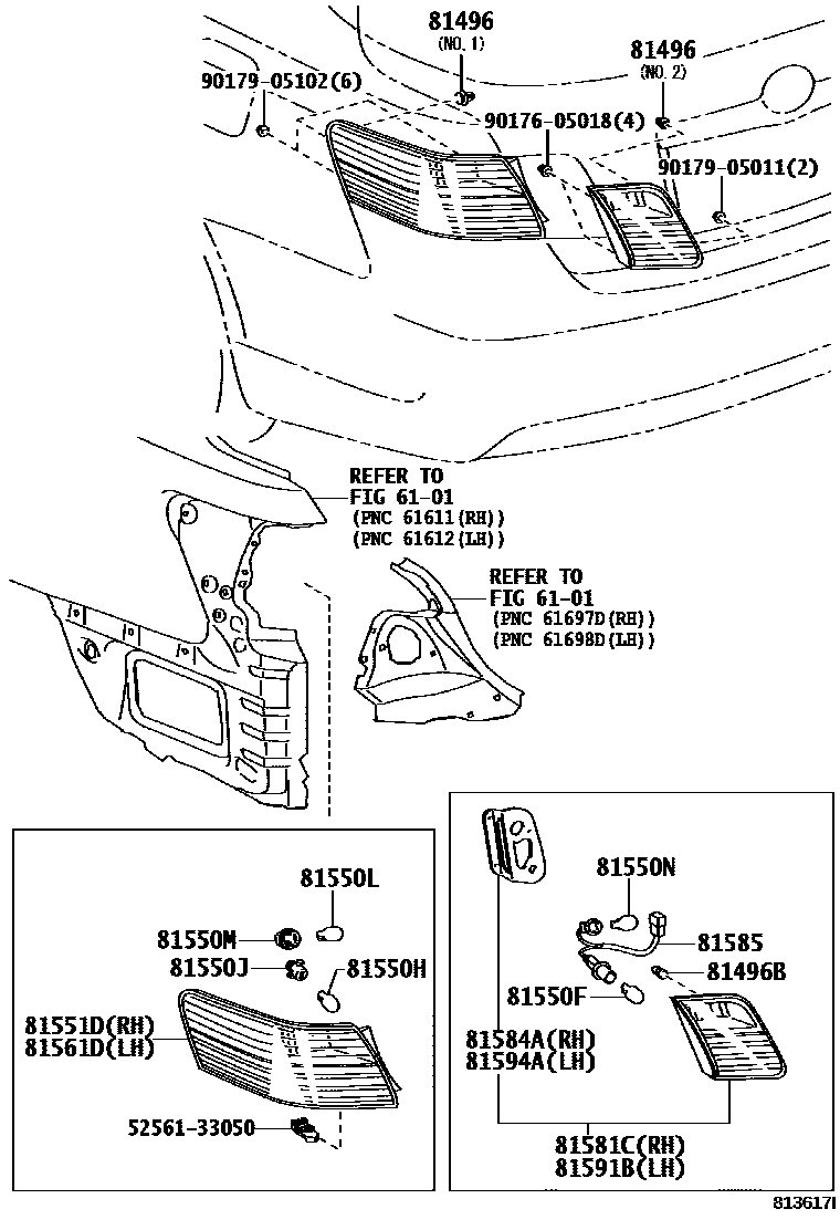 Toyota CAMRY 后组合灯 EPC diagram — 813617I