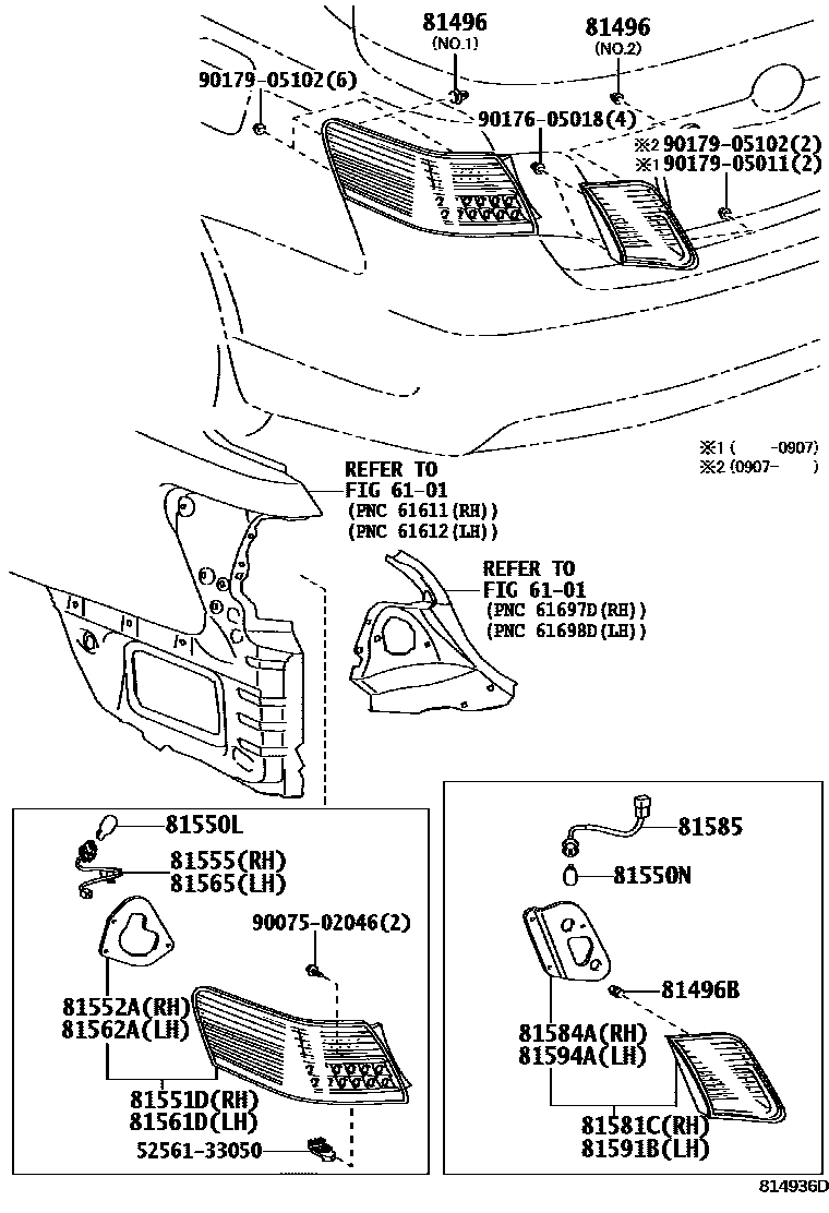 Toyota CAMRY 后组合灯 EPC diagram — 814936D