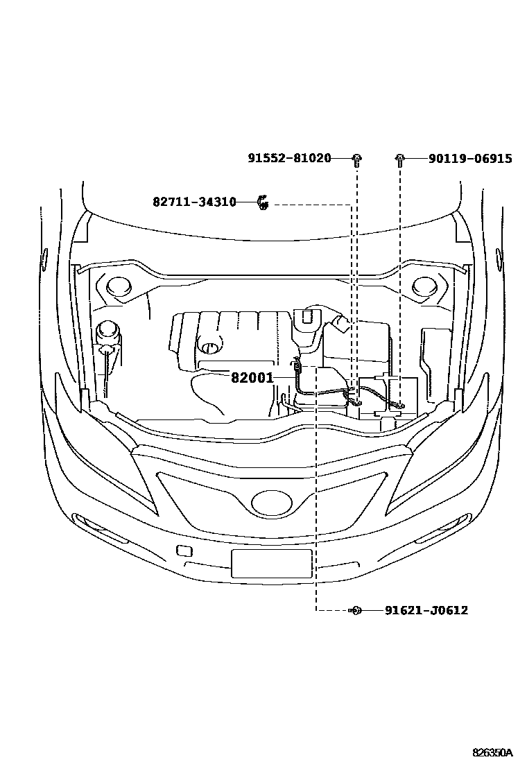 Toyota CAMRY 线束和卡夹 EPC diagram — 826350A
