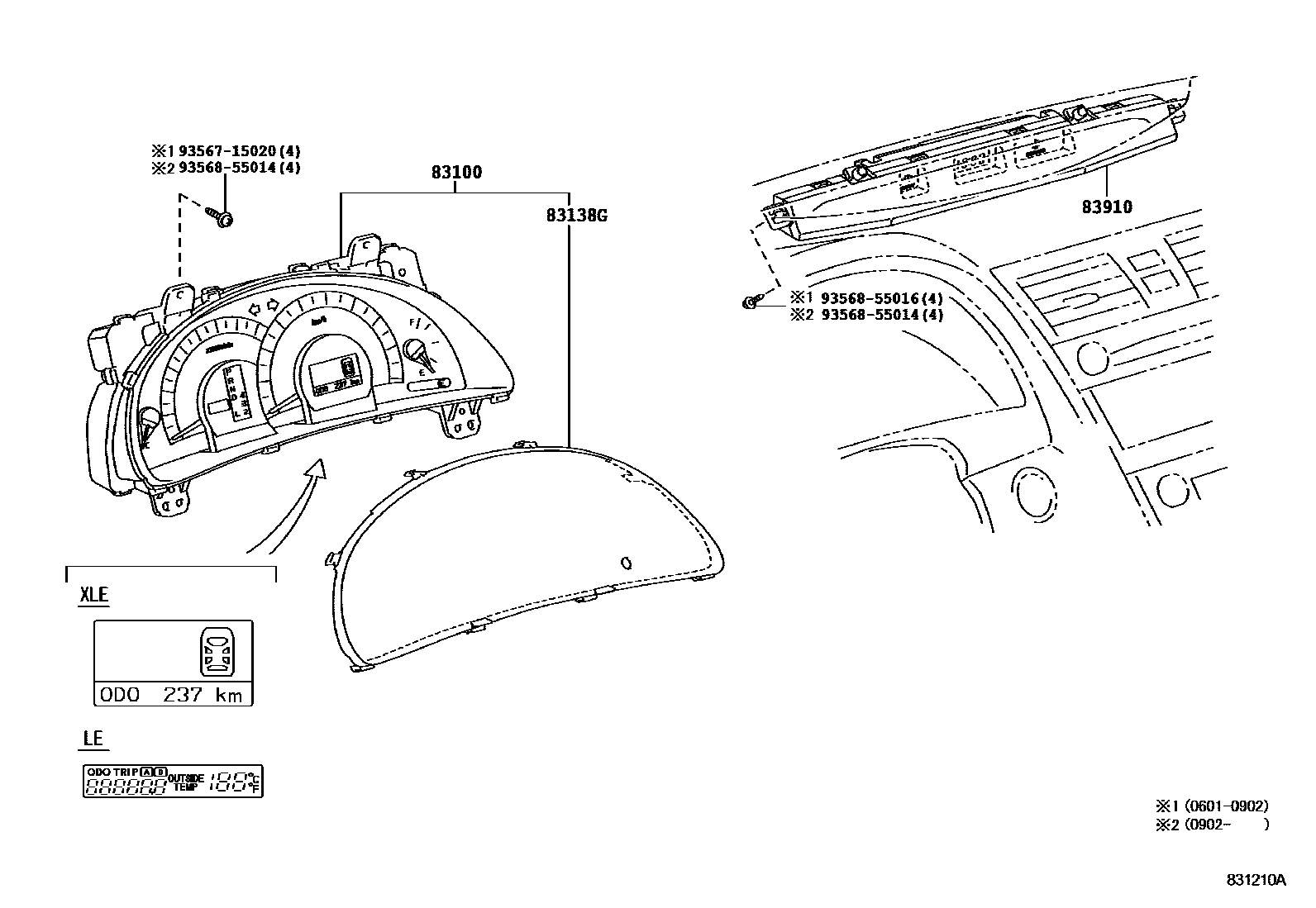 Toyota CAMRY 仪表 EPC diagram — 831210A
