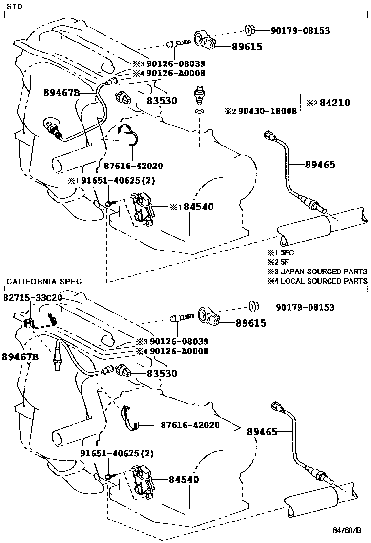 Toyota CAMRY 开关和继电器和ECU EPC diagram — 847607B