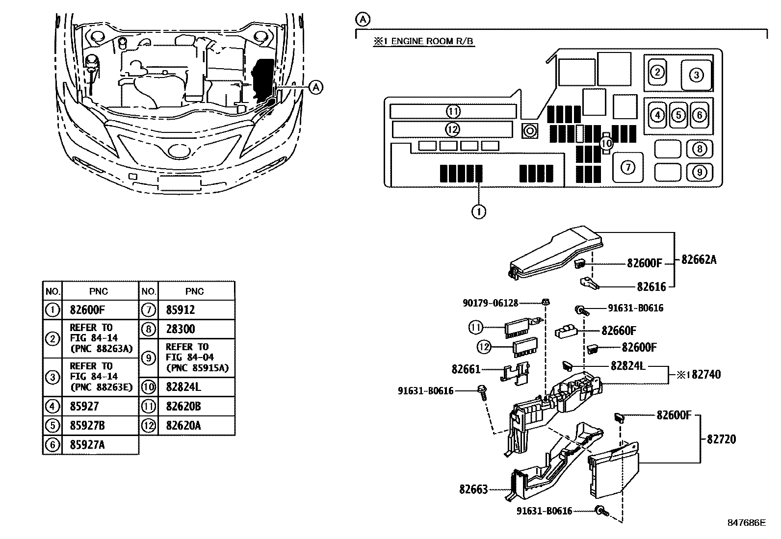Toyota CAMRY 开关和继电器和ECU EPC diagram — 847686E