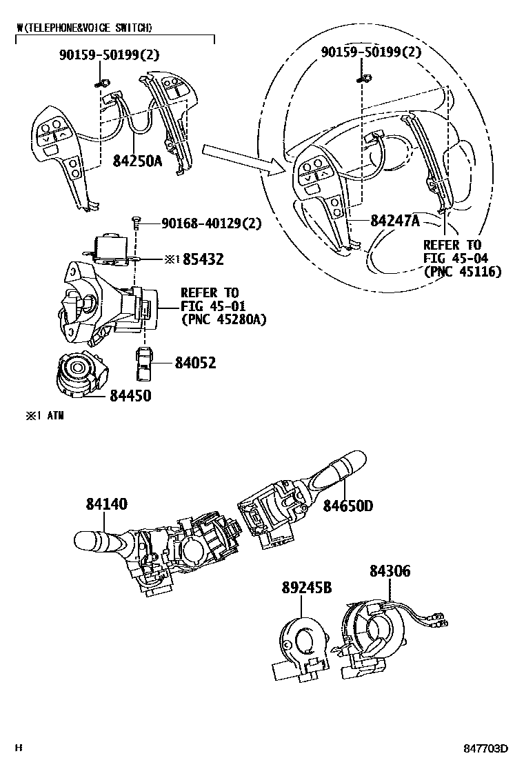 Toyota CAMRY 开关和继电器和ECU EPC diagram — 847703D