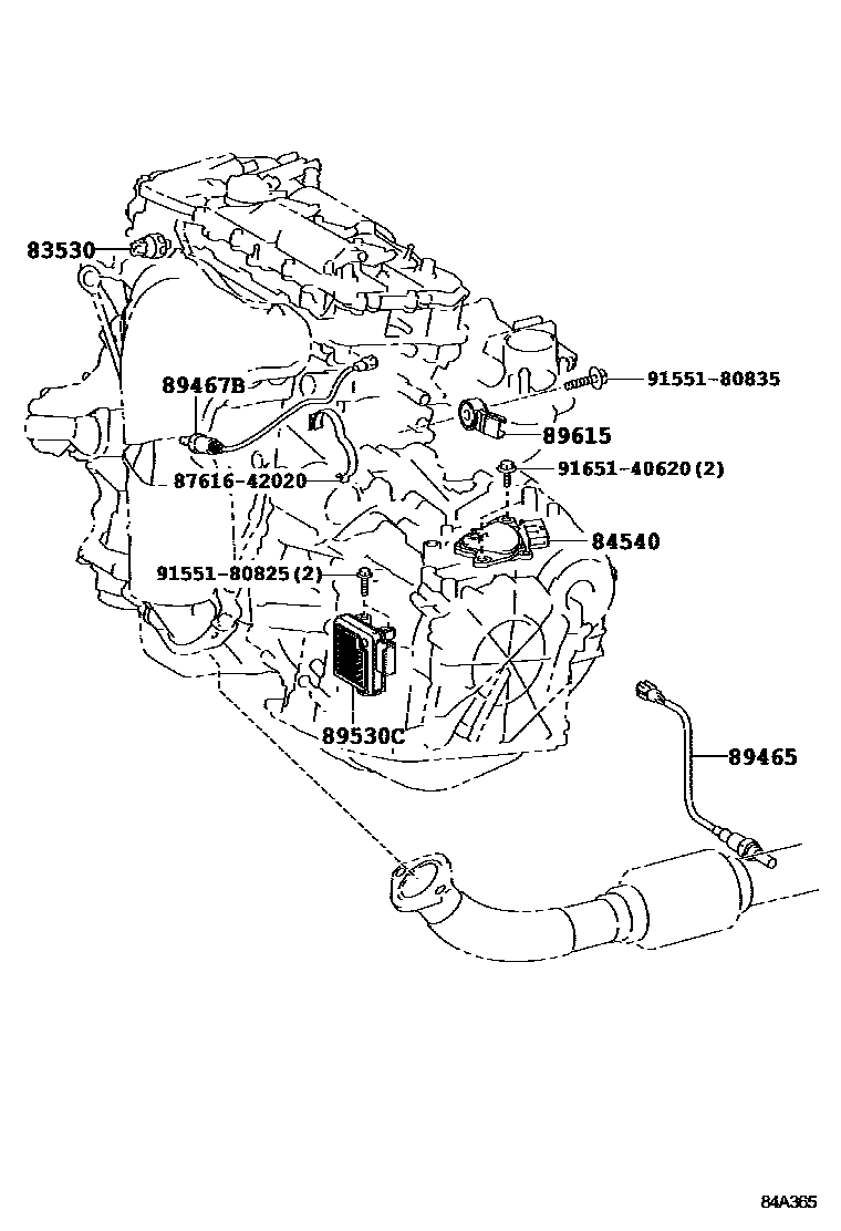 Toyota CAMRY 开关和继电器和ECU EPC diagram — 84A365