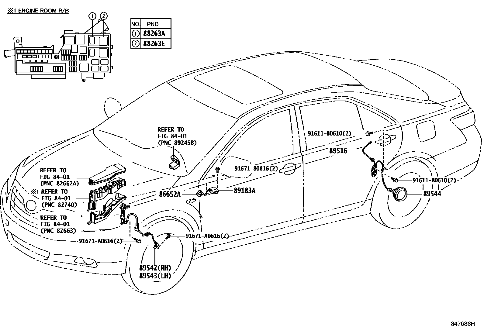 Toyota CAMRY ABS 和 VSC EPC diagram — 847688H