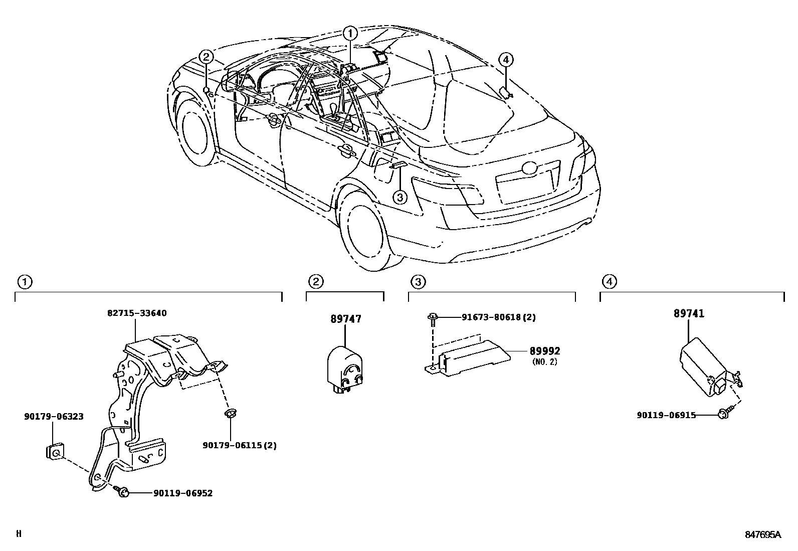 Toyota CAMRY 遥控门锁 EPC diagram — 847695A