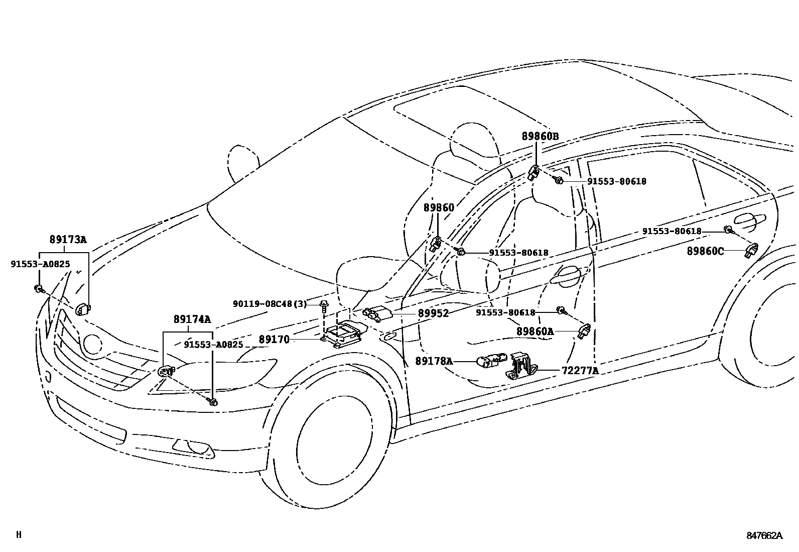 Toyota CAMRY 空气囊 EPC diagram — 847662A