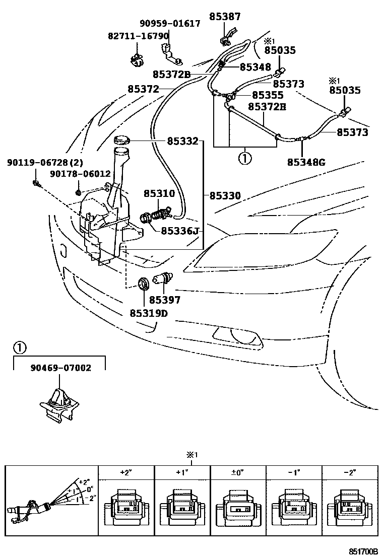 Toyota CAMRY 挡风玻璃清洗器 EPC diagram — 851700B