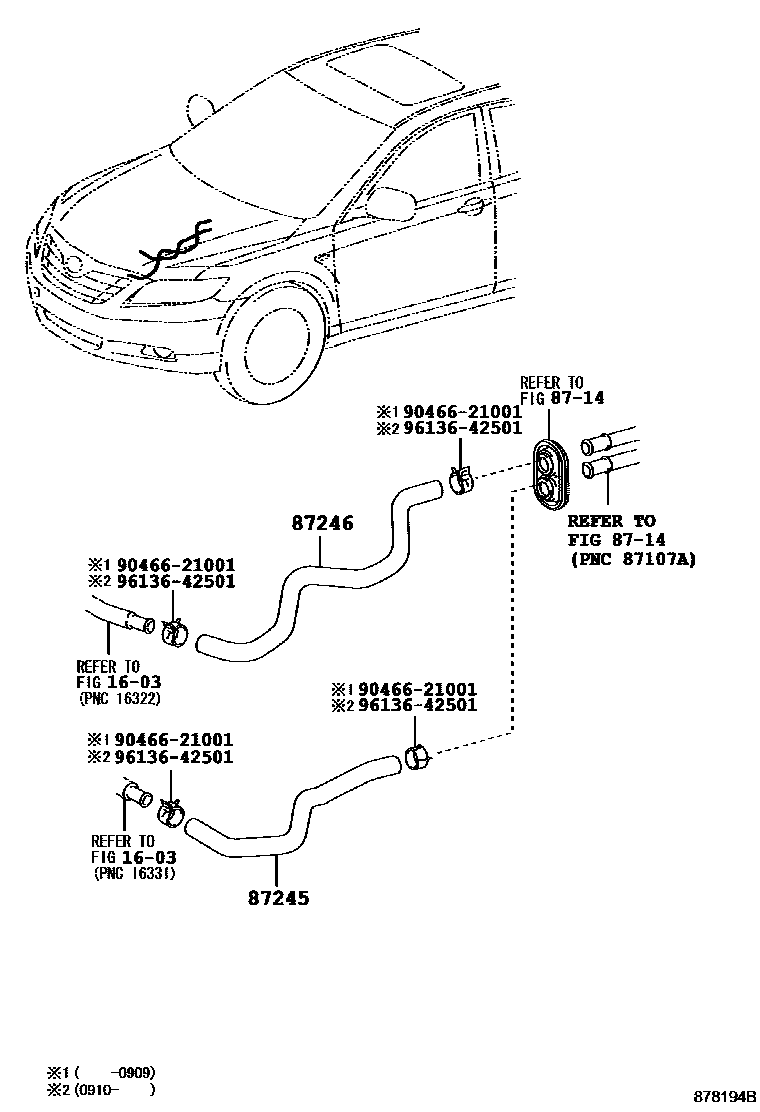 Toyota CAMRY 暖风和空调系统 - 水管 EPC diagram — 878194B