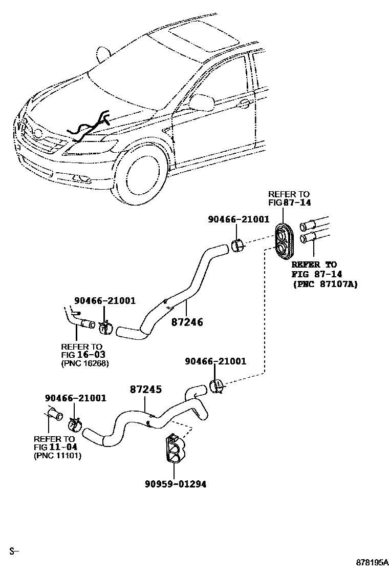 Toyota CAMRY 暖风和空调系统 - 水管 EPC diagram — 878195A