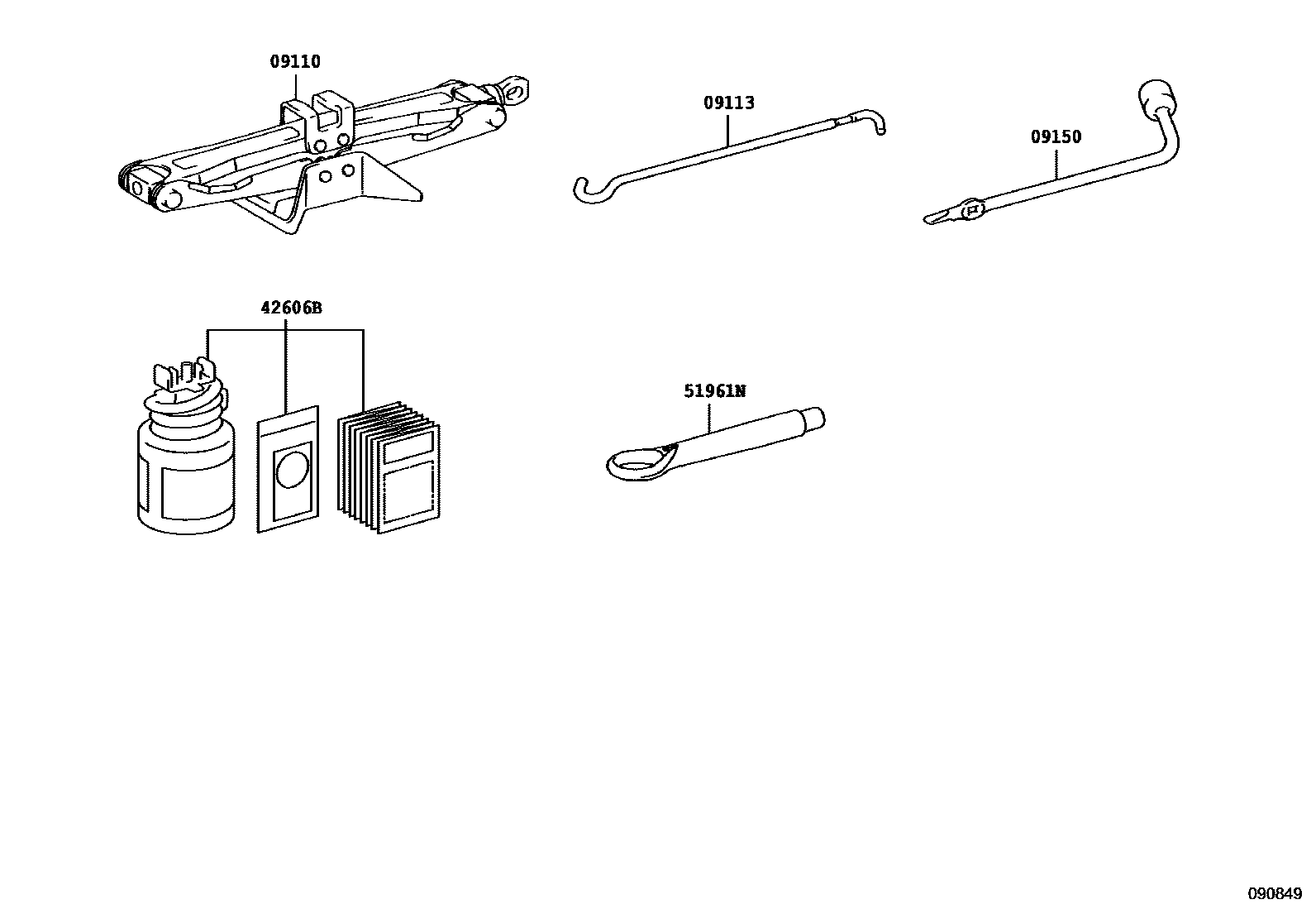 Toyota CAMRY Standard Tools EPC diagram — 090849