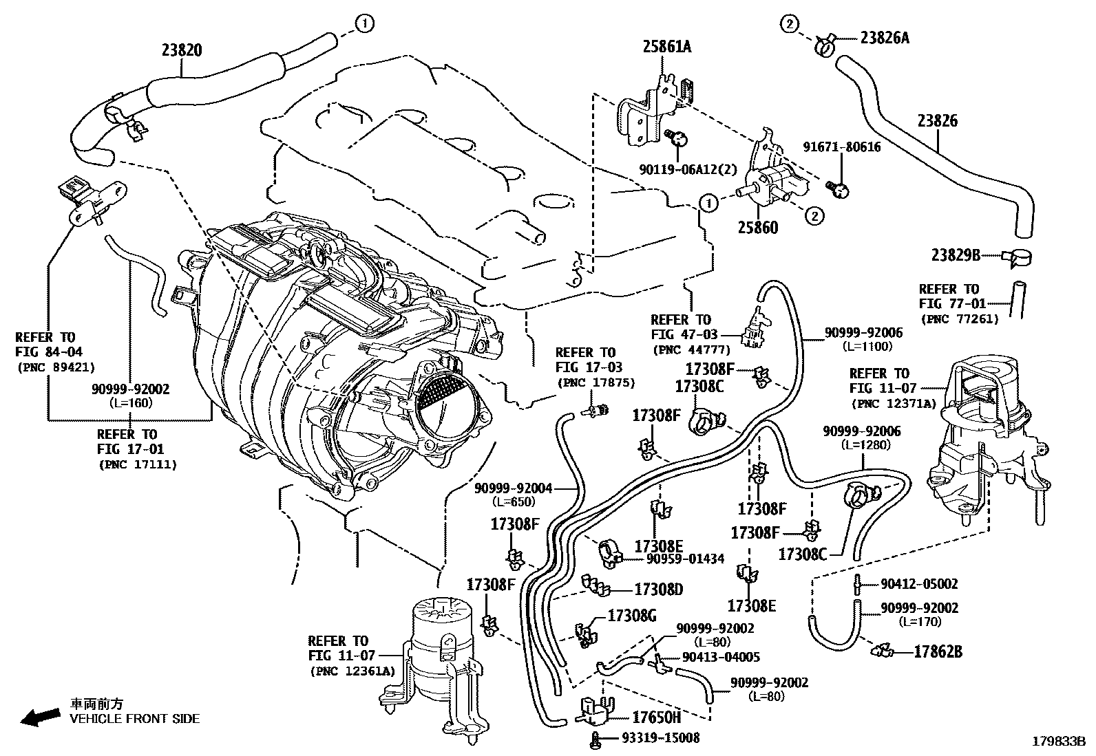 Toyota CAMRY vacuum tube EPC diagram — 179833B
